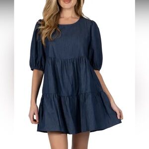 Speechless Babydoll Dress in Denim - size XS